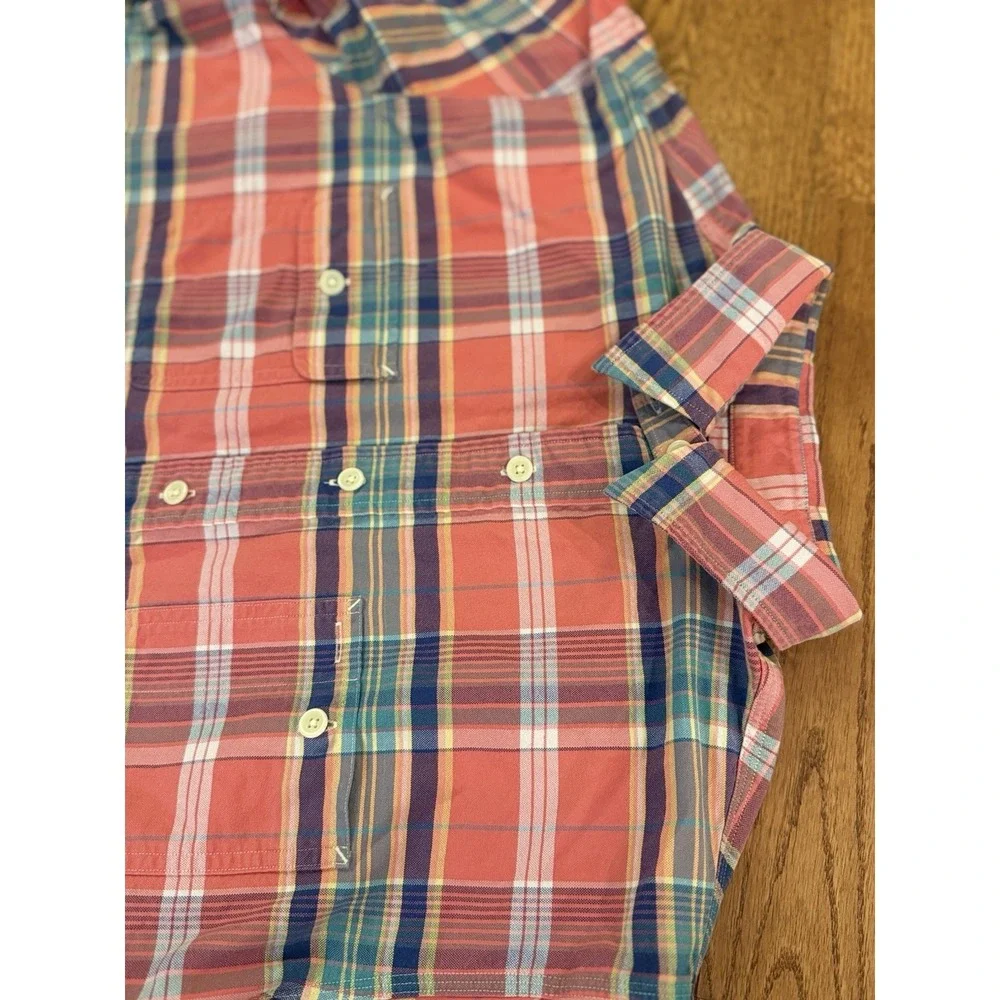 Polo Ralph Lauren Men's Long Sleeve Button-down XL Pink Shirt Plaid Pockets Work